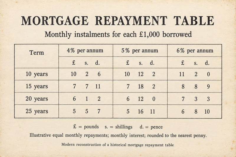 Modern reconstruction of a historical mortgage repayment table